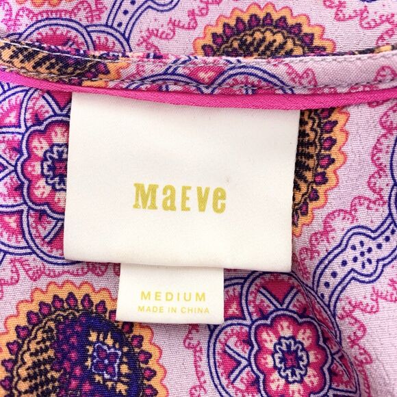 Anthropologie Maeve Milla Printed Floral Boho Short Sleeve Blouse Size M - Picture 7 of 11